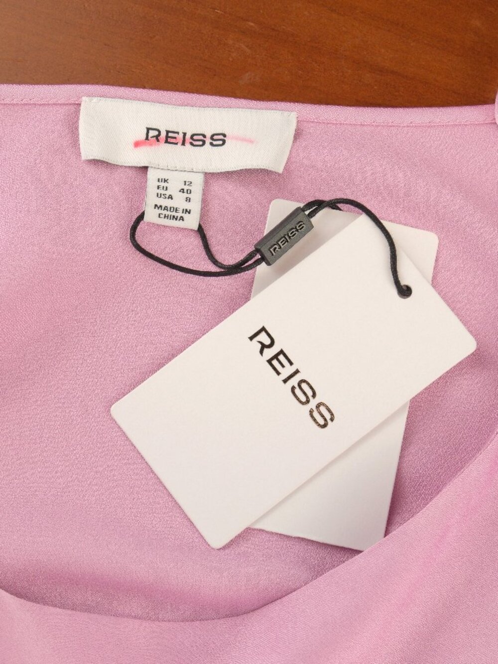 Reiss Zoey Satin Drape Ruched Midi Slip Dress, Light Pink, US 8 - Picture 3 of 11